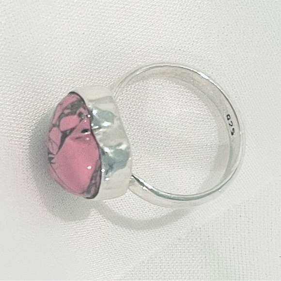 Pink Turquoise Solid Sterling Silver Heart Ring - Picture 6 of 9